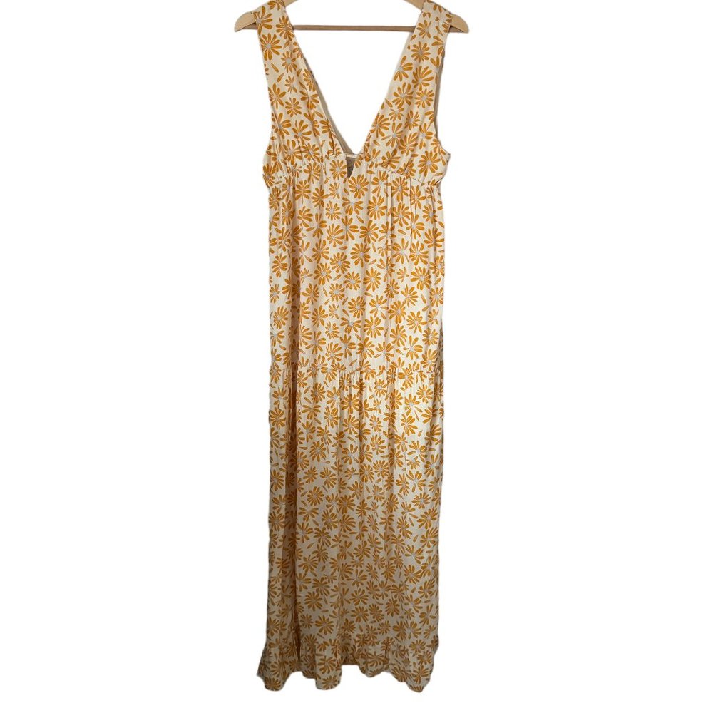 Love Tree Daisy Floral Print Maxi Dress Sz Lg Sleeveless Beachy Cruise Coastal
